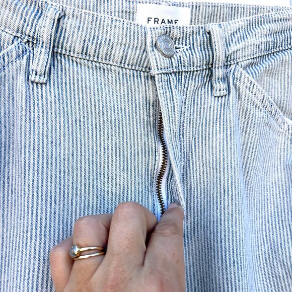 FRAME Le Baggy Palazzo Bleached Stripe Jeans Baggy Wide Leg 28 Blue Pants - Picture 7 of 8